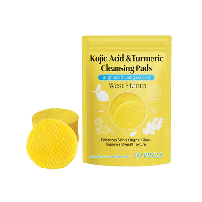 Turmeric and Kojic Acid Cleansing Pads - Exfoliating Facial Sponges for Acne, Dead Skin Removal, Oil Control, and Skin Glow