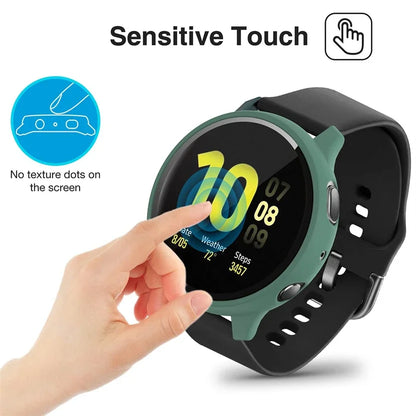 Full Coverage Tempered Glass + Bumper Case for Samsung Galaxy Watch Active 2 (44mm/40mm) – Protective Cover & Screen Protector