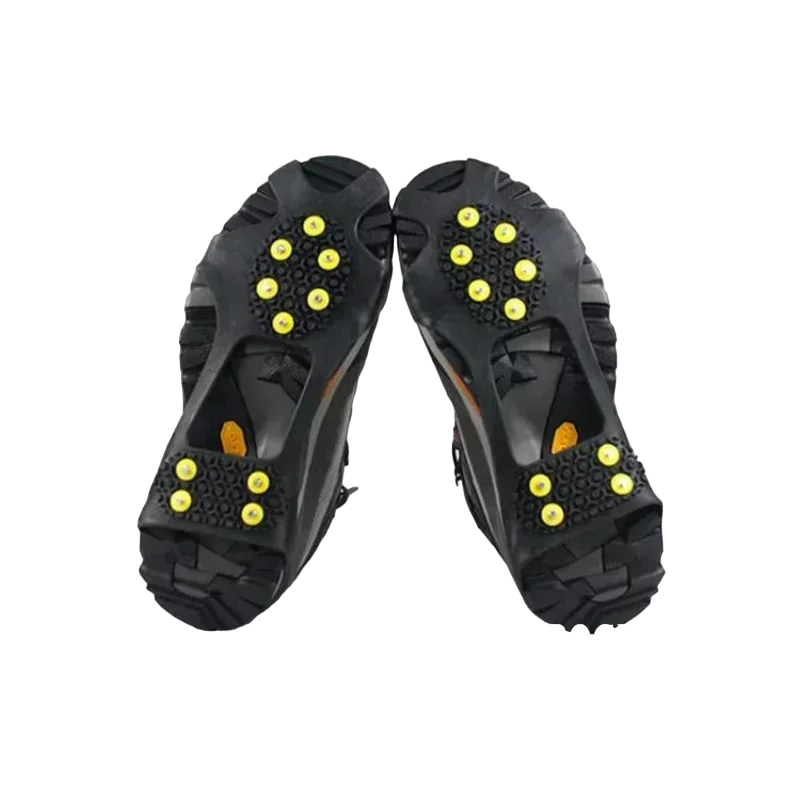 1 Pair 10 Studs Anti-Skid Snow Ice Climbing Shoe Spikes - Winter Ice Grips Cleats Crampons for Anti-Slip Shoe Cover