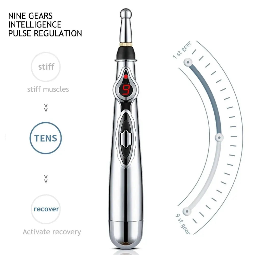 5 in 1 Electric Meridian Energy Massage Pen for Women and Men - 9 Gears, Muscle Relaxation, Deep Tissue Tool for Back and Arms, New 2024 Model