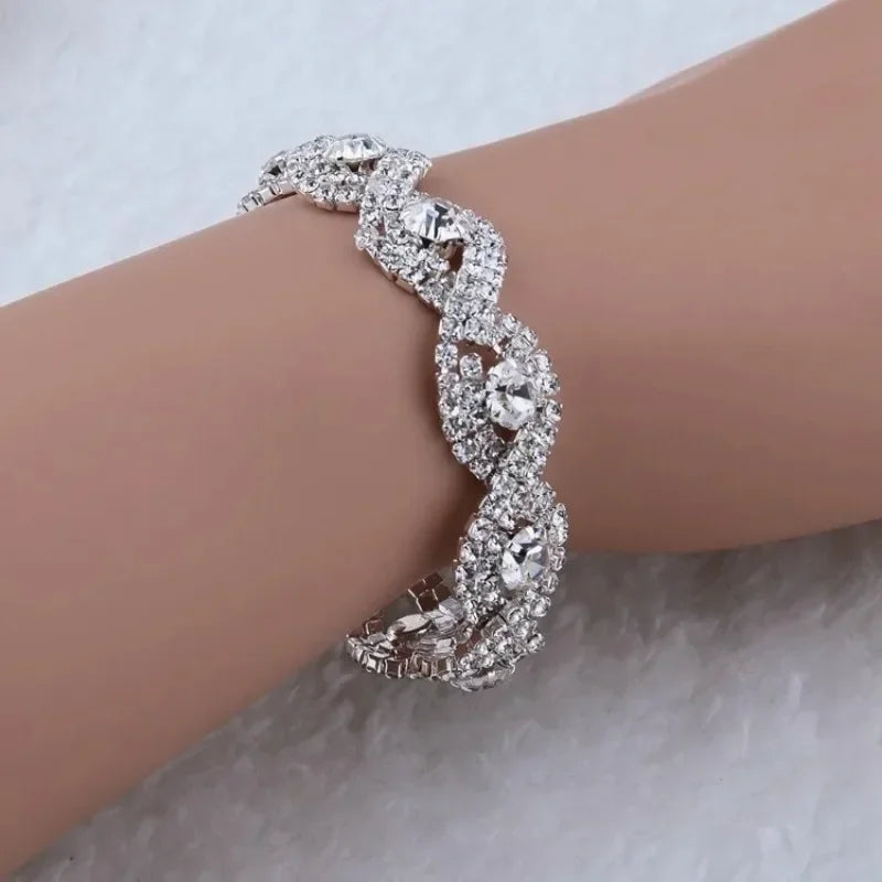 Delysia King Elegant Luxury Women's Bracelet - Silver Rhinestone Wrist Chain for Birthday Party Gifts