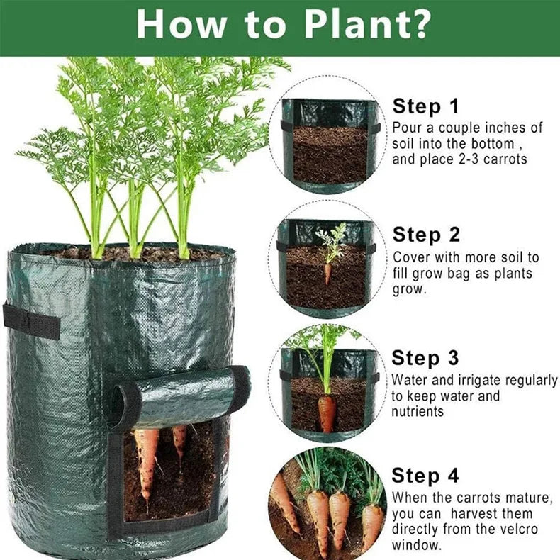 Potato Grow Bags – PE Vegetable Planter, DIY Fabric Grow Pot for Outdoor Garden, Available in 1-12 Gallon Sizes