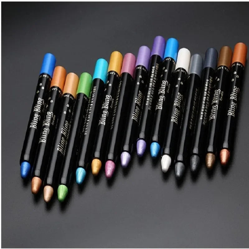 Pearlescent Waterproof Eyeshadow Pencil Stick: 15 Colors Glitter Shimmer Eye Shadow Pen - Long-Lasting Eyeliner Stick for Makeup