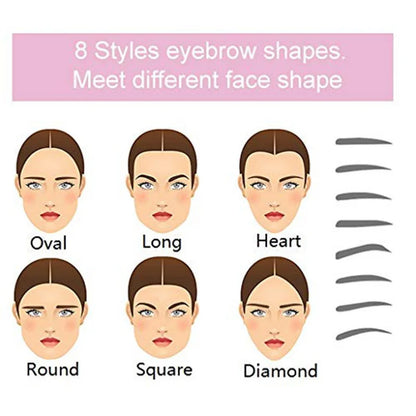 8-in-1 Reusable Eyebrow Stencil: Beauty Makeup Brow Stamp Template Set - Eye Brow Shape Tools