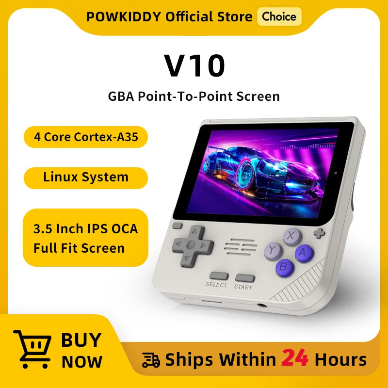 POWKIDDY V10 Handheld Game Console - 3.5 Inch 480x320 IPS Full Screen, Retro OpenDingux System, Affordable Gift for Children