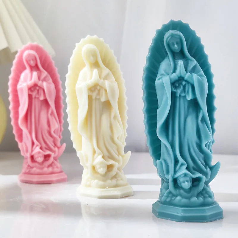 Prayer Madonna Portrait Silicone Candle Mold | 3D Mary Statue Resin Plaster Making Tool | Handmade Soap Kit | Home Decor Artifact Gift