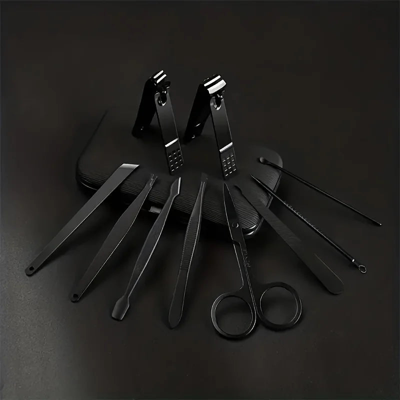 7-24pcs Professional Black Nail Clippers Kit - Ultra Sharp Fingernail and Toenail Cutters for Men and Women, Sturdy Pedicure Tools