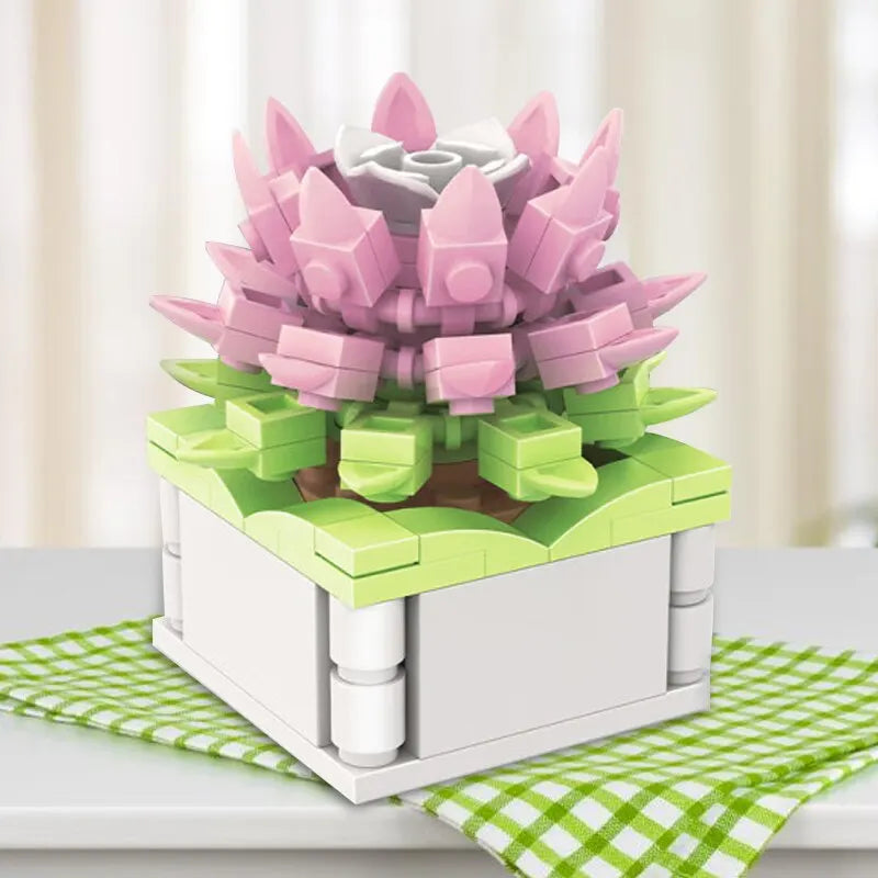 Bouquet Moc Block Flower Succulents Bonsai Potted Building Blocks - Ro ...