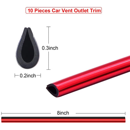 10Pcs 20cm Car Air Conditioner Outlet Decorative U Shape Moulding Trim Strips - Car Styling Door Edge Corner Protector