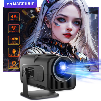 Magcubic 4K Android 11 Projector – Native 1080P, 390 ANSI, Dual WiFi 6, BT 5.0, Portable Cinema, Upgraded HY300