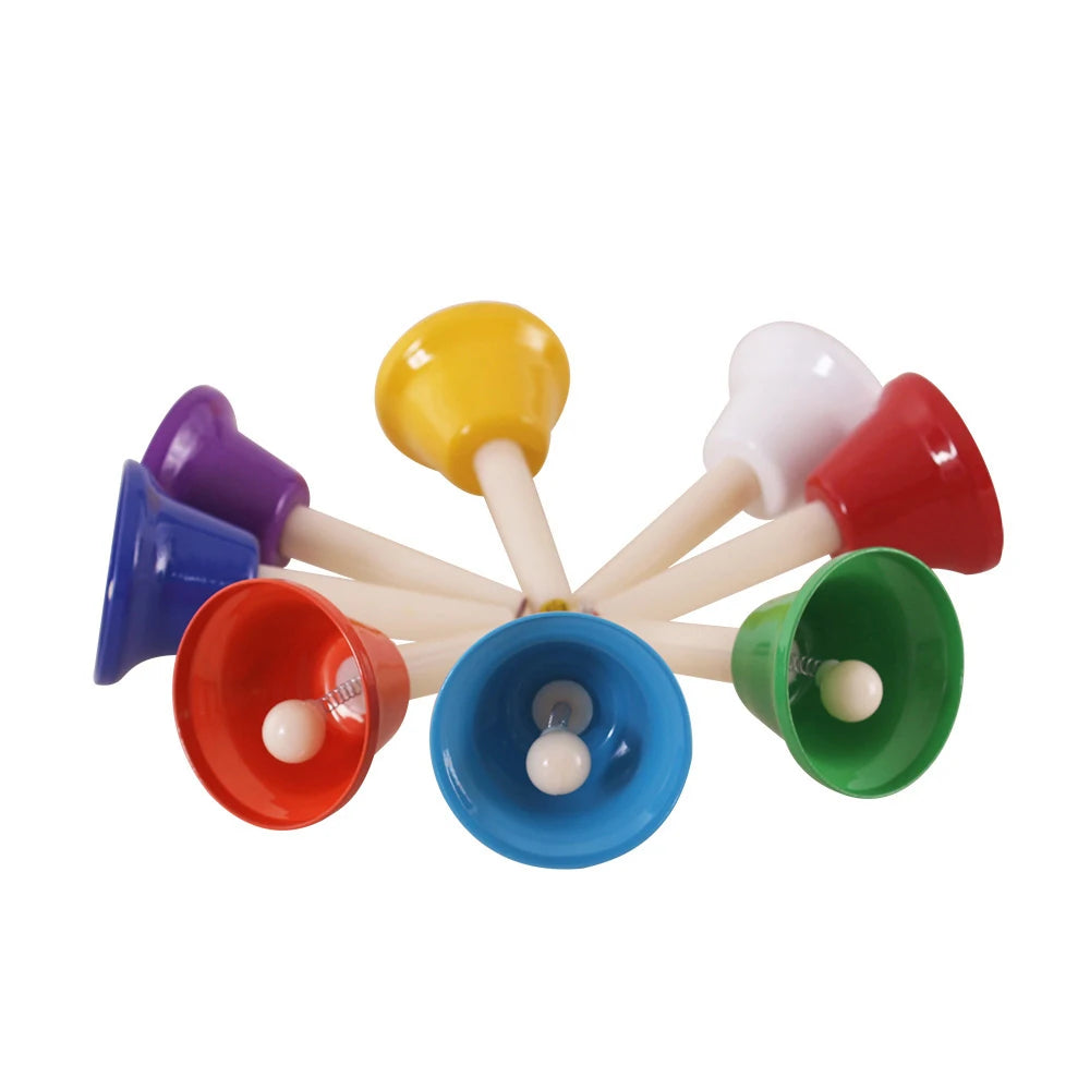 Orff 8-Note Colorful Handbell Set - Musical Instrument Toy for Children, Baby Early Education and Christmas Gift