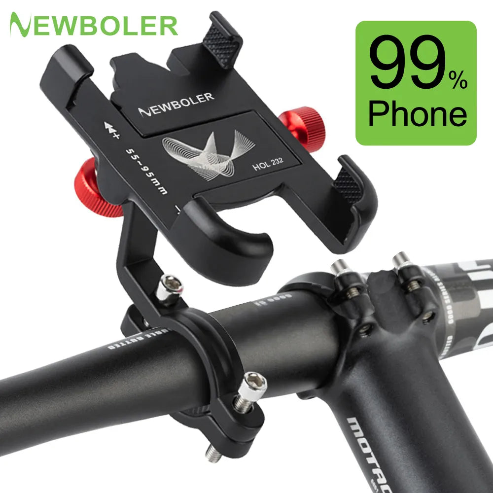 NEWBOLER MTB Phone Mount Stand: 360° Rotatable Aluminum Bicycle Holder - Adjustable Non-Slip Cycling Bracket