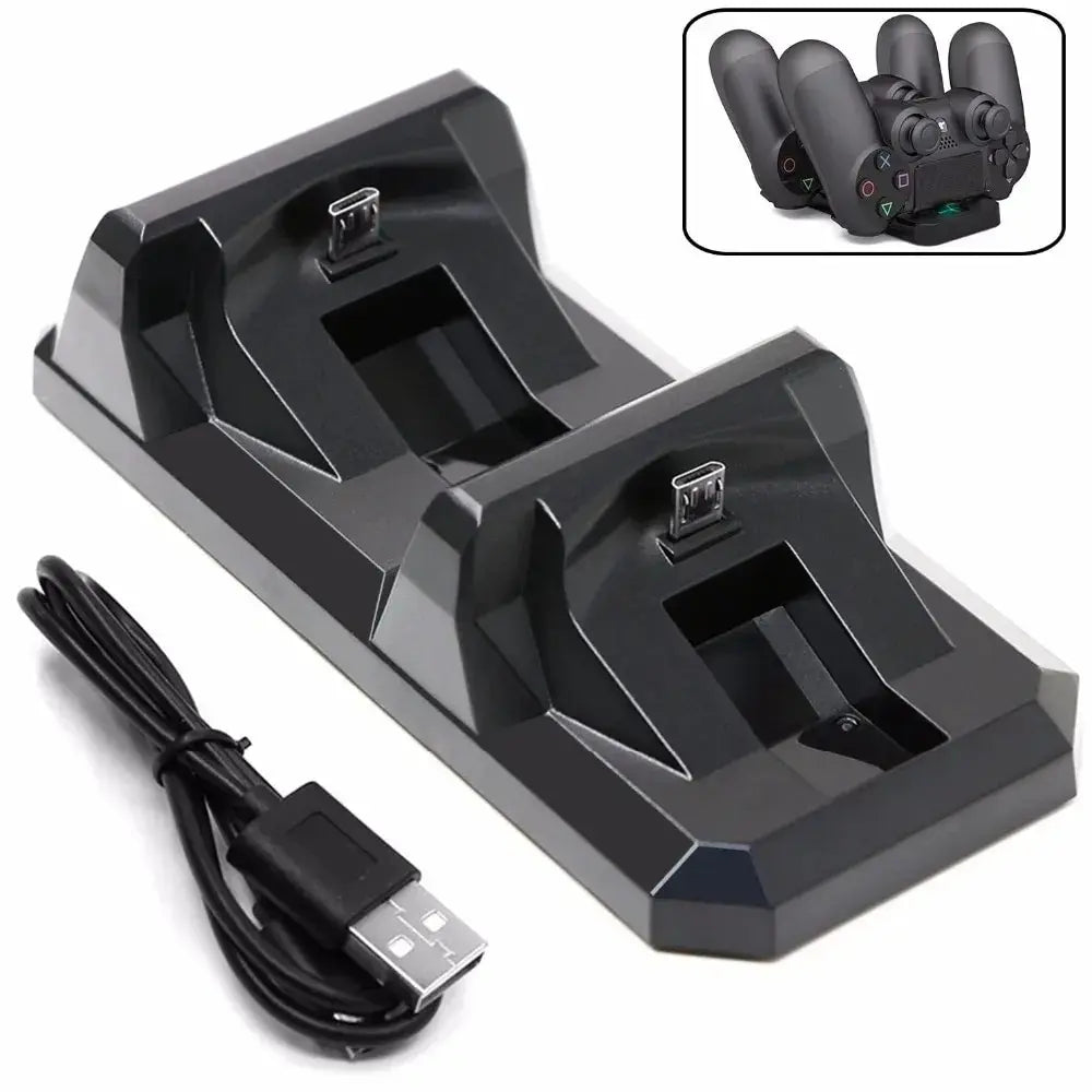 USB Dual Charging Dock for PS4 Controllers - Gaming Charging Stand for Sony PlayStation 4 Wireless Gamepads