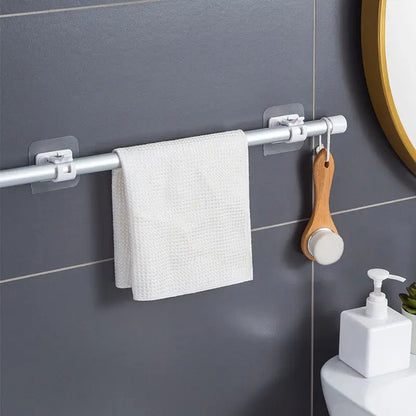 Punch-Free Self-Adhesive Hooks for Curtain Rods - Shower Curtain Rod Hanging Holder & Household Fixed Clip Hook