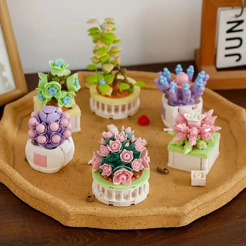 Bouquet Moc Block Flower Succulents Bonsai Potted Building Blocks - Ro ...