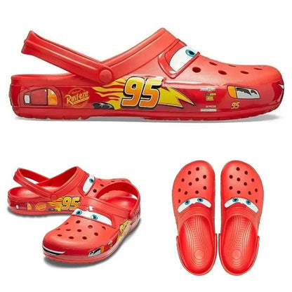 Disney Pixar Lightning McQueen Slippers – Solid Waterproof Outdoor Sandals, Casual Breathable EVA Shoes with Ankle Wrap, Perfect Gift