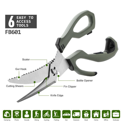 Premium Fishing Cutting Scissors – Heavy Duty Kitchen Shears with Detachable Stainless Steel Blades, Multi-Function Poultry Shears