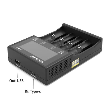 LiitoKala Lii-M4S Lii-M4 Rechargeable Battery Charger: 3.7V Lithium-ion & 1.2V Ni-MH AA Capacity Tester for 18650, 26650, 21700, 18500 Batteries