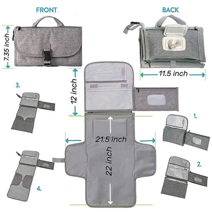 Travel-Friendly Diaper Changing Pad with Pockets: Waterproof Portable Baby Changing Station Kit - Perfect Baby Gift for On-the-Go Parents