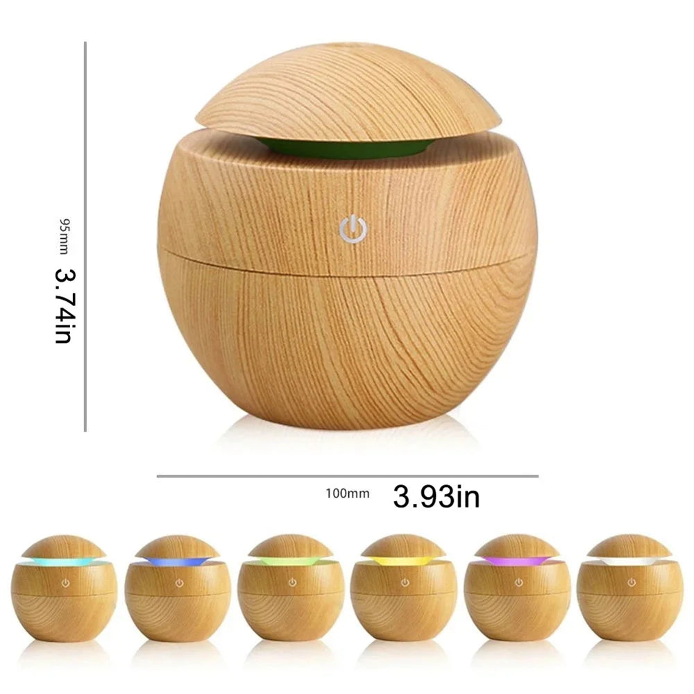 Ultrasonic Wood Aroma Diffuser Humidifier - Electric Air Humidifier with Essential Oil Aromatherapy for Bedroom Cool Mist Maker