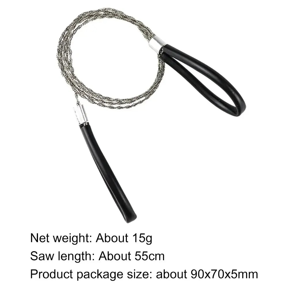 Portable Stainless Steel Wire Saw with Finger Handle – Outdoor Camping and Hiking Manual Cutting Chain Saw – Survival Tool