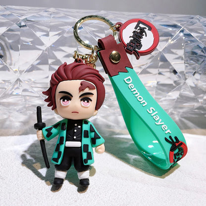 Demon Slayer Kimetsu No Yaiba Ghost Blade Keychain - Cute Character Bag Pendant and Car Key Ring, Anime Jewelry Fans Gift