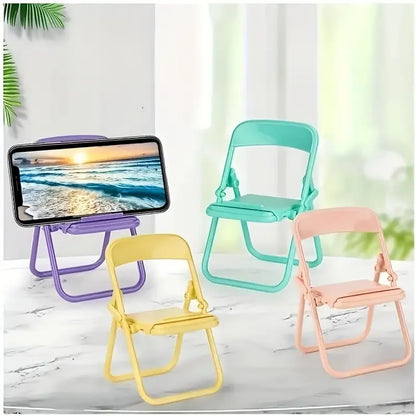 4pcs Cute Sweet Mini Chair Phone Holders - Creative Desktop Foldable Stand, Decorative Ornaments for Mobile Phones