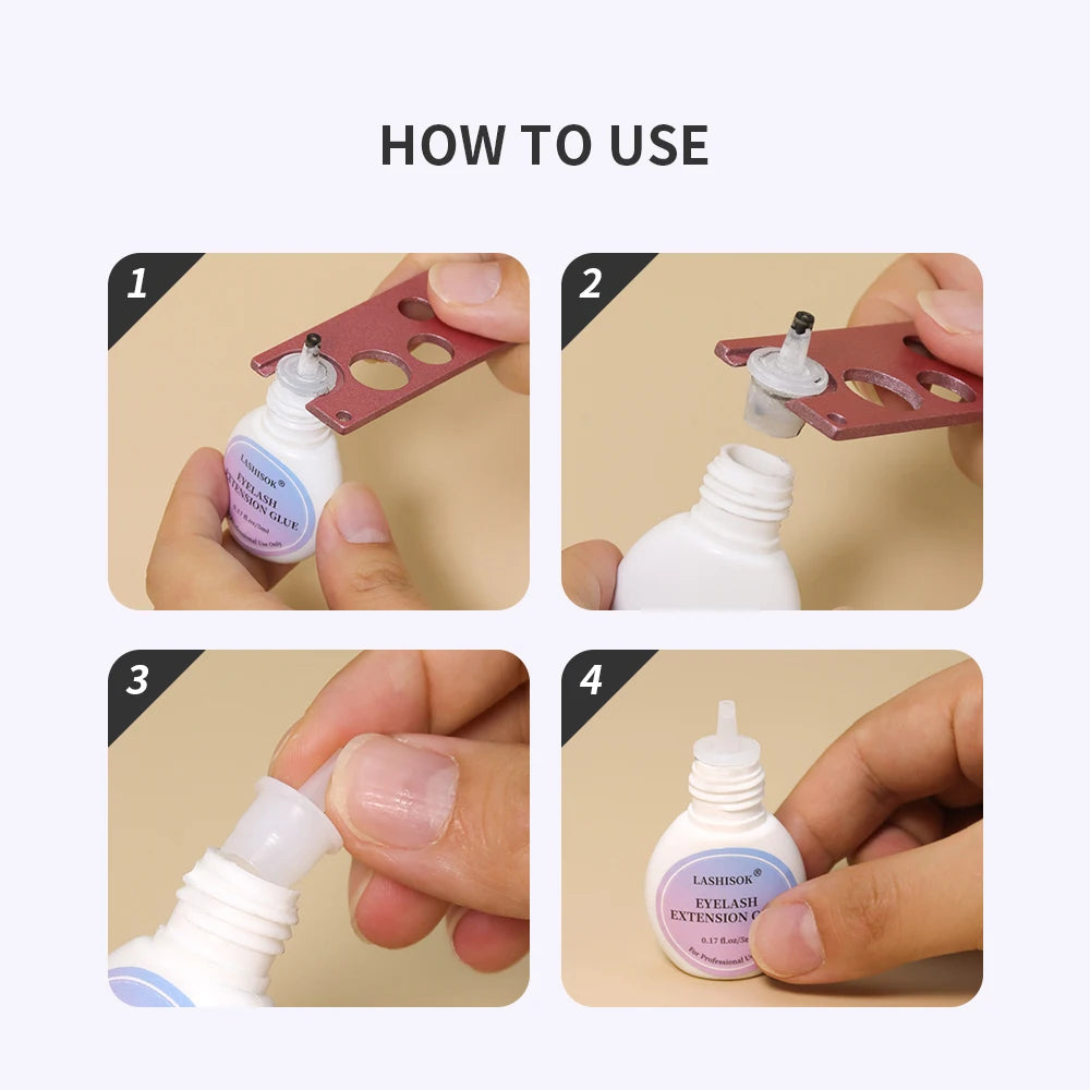 GLAMLASH Stainless Steel Cap Opener: Universal Eyelash Glue Bottle Replacement Tool - Anti-Blocking Head for Easy Application