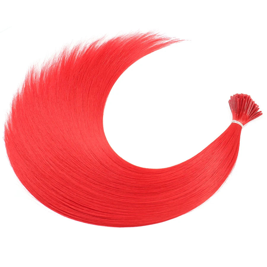 Rainbow Synthetic Hair Extensions: Colored Kanekalon I-Tip Keratin Fusion for Hair Strands, Pieces, and Extensions