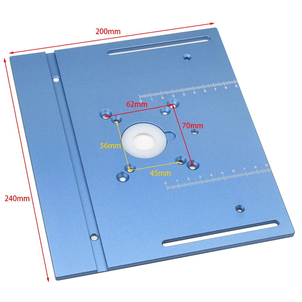 Premium Aluminium Router Table Insert Plate for Woodworking Trimmer Electric Wood Milling - Includes Flip Plate & Miter Gauge for DIY Bench