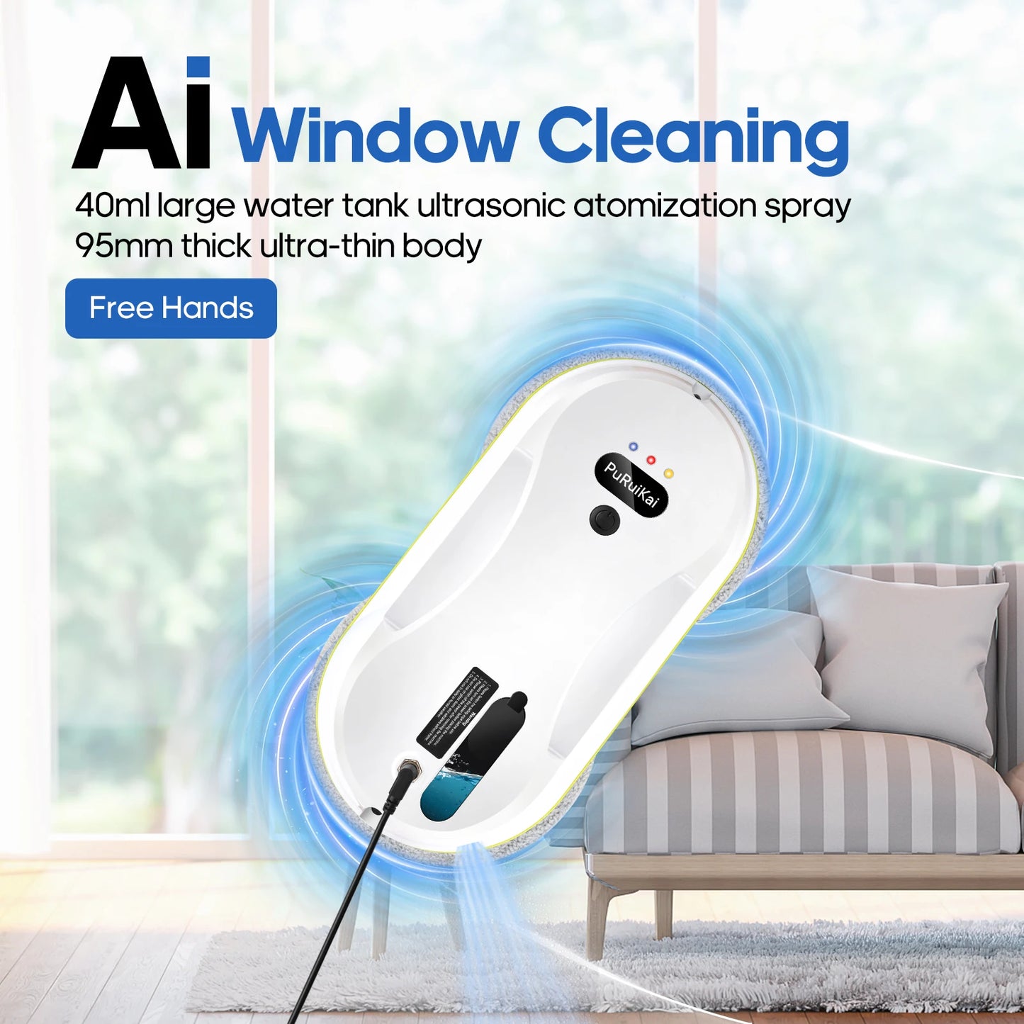 Automatic Window Spray Cleaning Robot Vacuum Cleaner - Remote Control Electric Wiper for Household Glass