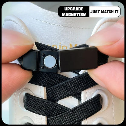 Magnetic No-Tie Shoelaces - 8mm Flat Elastic Laces for Sneakers - Ideal for Kids and Adults, Suitable for Running and Tennis