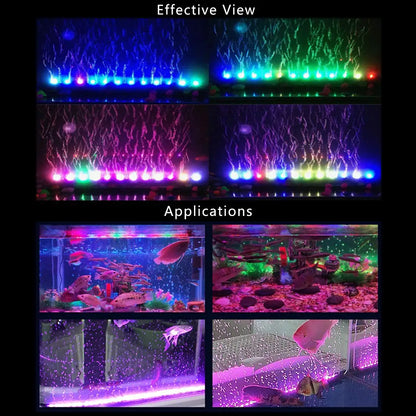 LED Air Bubble Aquarium Lamp: Underwater Submersible Fish Tank Light - Color Changing Oxygen Generator for Fish Tanks