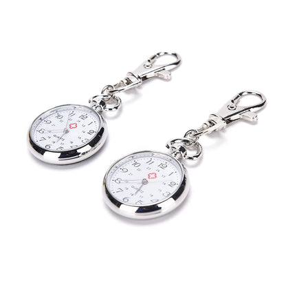 Stainless Steel Quartz Pocket Watch with Key Ring Chain – Cute and Stylish New Gift, 1PC