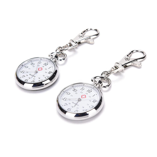 Stainless Steel Quartz Pocket Watch with Key Ring Chain – Cute and Stylish New Gift, 1PC