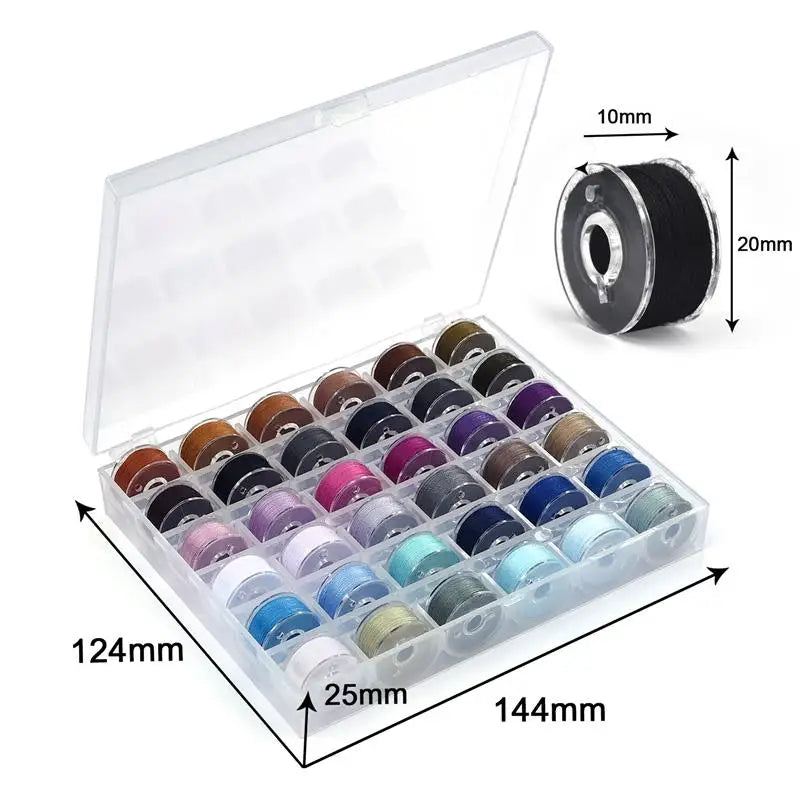 25/20 Colors Set Bobbin Thread Polyester Spools - Sewing Machine Bobbins with Storage Box for Embroidery and Sewing Accessories