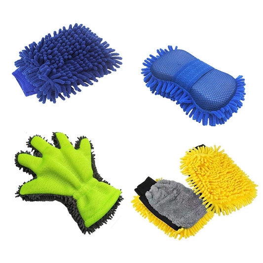 Chenille Car Wash Gloves - Microfiber Sponge for Scratch-Free Cleaning, Coral Velvet Double-Sided Car Cleaning Tool