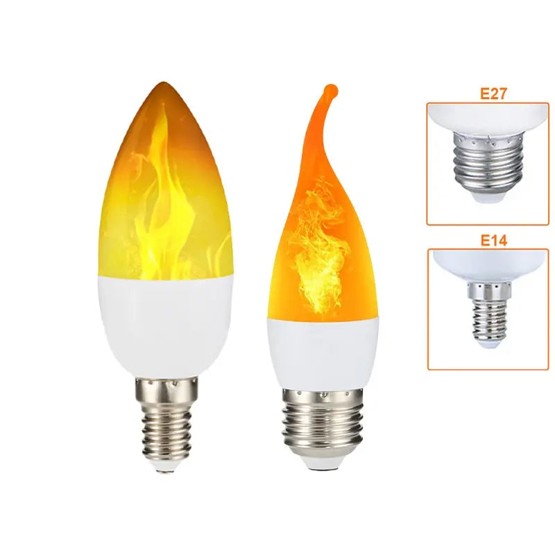 E14/E27 LED Flame Light Bulbs - 4 Modes Party LED Flame Effect Light Simulation for Garden Decor - Flickering Lamp