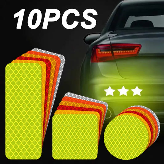 10Pcs Colorful Car Bumper Reflective Stickers - Secure Reflective Warning Strip Tape Decals - New Arrival Auto Styling Decal