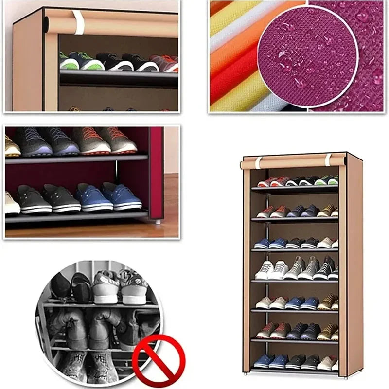 Dustproof Fabric Shoe Cabinet Organizer - Multilayer Nonwoven Shoe Rack for Simple, Economic Household Storage