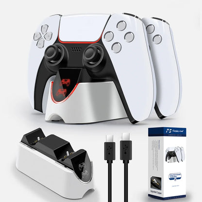 Dual Fast Charger for PlayStation 5 Controllers - Charging Dock Station with LED Indicator for PS5 Gamepads