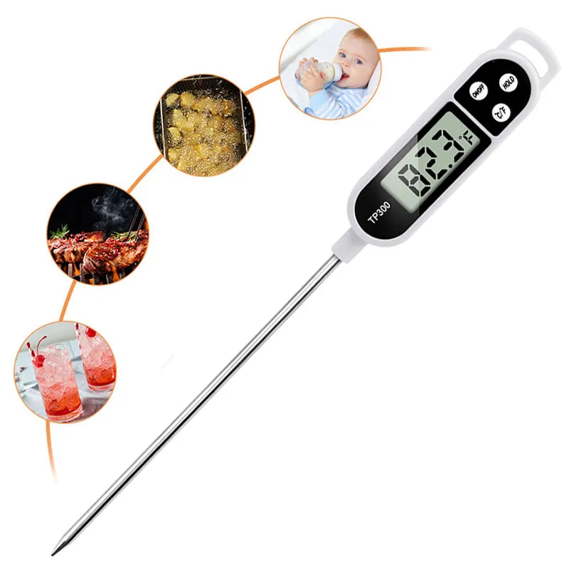 Digital Kitchen Thermometer for Meat, Water, Milk - Electronic Food Temperature Probe for Cooking, BBQ, Oven Use