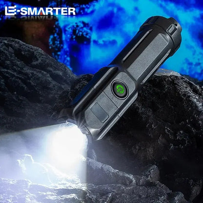 4 Lighting Modes LED Flashlight – Telescopic Zoom Tactical Torch, USB Rechargeable, Portable Spotlight for Long-Range Camping