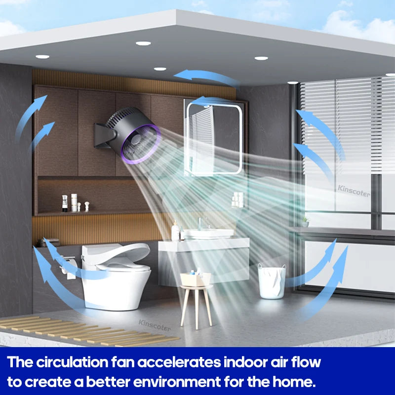 KINSCOTER Multifunctional Electric Fan Circulator - Wireless Portable Home Quiet Ventilator for Desktop, Wall, Ceiling, and Air Cooling