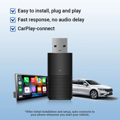 Mini Apple CarPlay Wireless Adapter | Car Play Dongle Bluetooth WiFi | Fast Connect Plug and Play | OEM Wired CarPlay Compatible