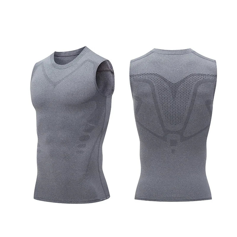 Men's Ionic Shaping Vest - Ice-Silk Slimming Body Shaper, Compression Tank Top with Tummy Control, Quick-Dry Fitness Shirt