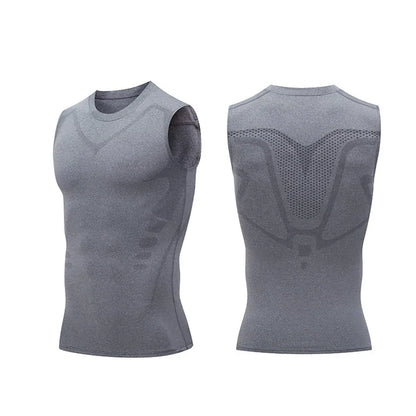 Men's Ionic Shaping Vest - Ice-Silk Slimming Body Shaper, Compression Tank Top with Tummy Control, Quick-Dry Fitness Shirt