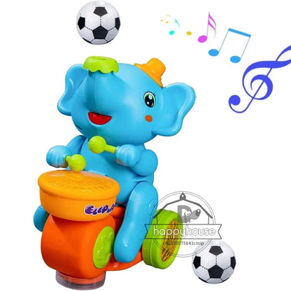 Musical Walking Elephant Drummer Toy with LED Lights - Sensory Learning Educational Toy for Kids