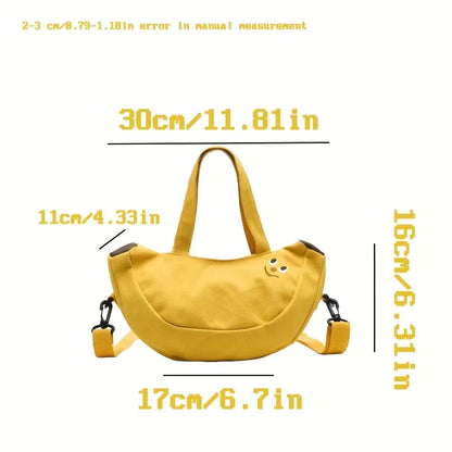 Cute Cartoon Women's Crossbody Bag: Fashionable Banana Shoulder Bag - Versatile Hand-held Canvas Purse