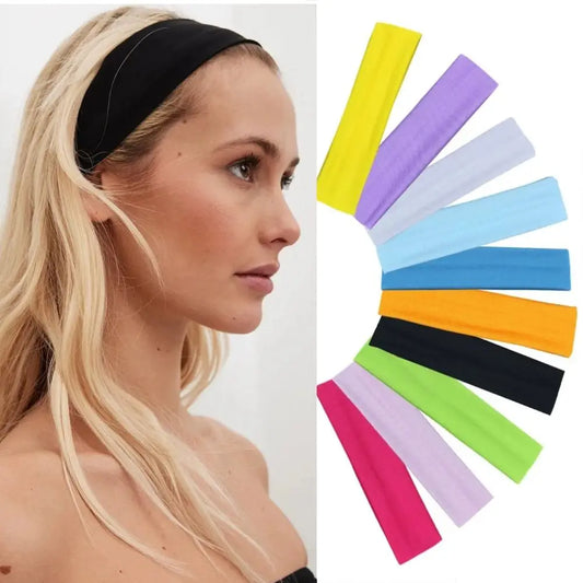 Summer Sports Yoga Hair Band - Solid Sweat Absorbent Headband for Men and Women, Adjustable Headwrap for Running and Makeup